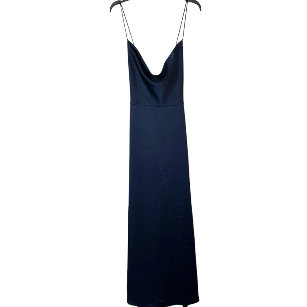 NWT Dessy Collection Cowl-Neck Criss Cross Slip Dress Midnight Size 14 Reg. $231 - Picture 3 of 11